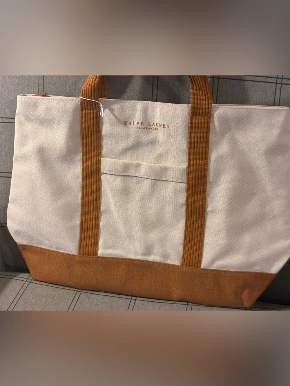 Ralph Lauren FragCream and Brown Canvas Tote